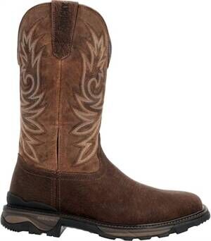 NEW ROCKY men's carbon toe pull on work boot in dark brown